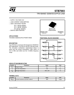 STB7003 Datasheet PDF STMicroelectronics