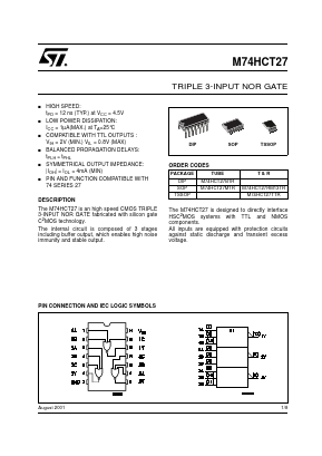 M74HCT27B1R Datasheet PDF STMicroelectronics