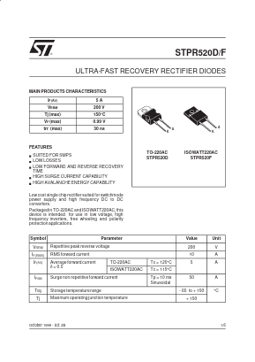 STPR520D Datasheet PDF STMicroelectronics