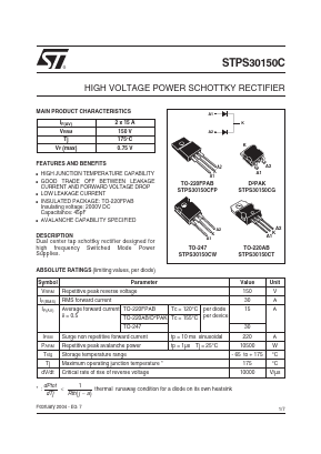 STPS30150CG Datasheet PDF STMicroelectronics