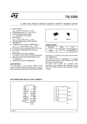 74LVQ00MTR Datasheet PDF STMicroelectronics