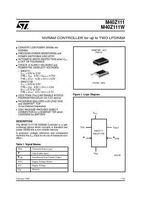 M40Z111MH1TR Datasheet PDF STMicroelectronics