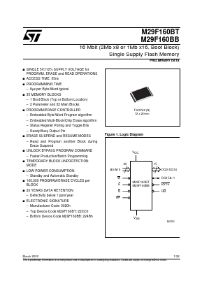 M29F160BB55N6 Datasheet PDF STMicroelectronics