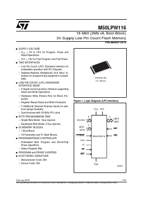 M50LPW116N Datasheet PDF STMicroelectronics