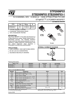 STB200NF03-1 Datasheet PDF STMicroelectronics