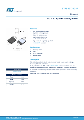 STPS30170DJF-TR Datasheet PDF STMicroelectronics