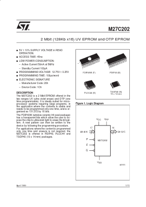 M27C202-90K6TR Datasheet PDF STMicroelectronics