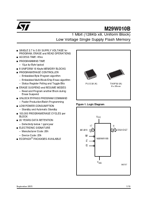 M29W010B55K6F Datasheet PDF STMicroelectronics