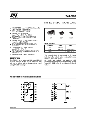 74AC10MTR Datasheet PDF STMicroelectronics