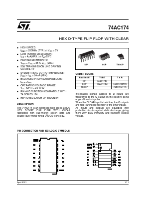 74AC174M Datasheet PDF STMicroelectronics