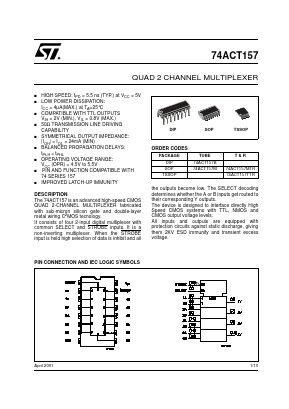 74ACT157B Datasheet PDF STMicroelectronics