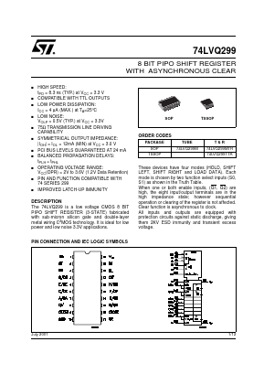 74LVQ299 Datasheet PDF STMicroelectronics