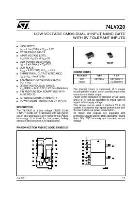 74LVX20MTR Datasheet PDF STMicroelectronics