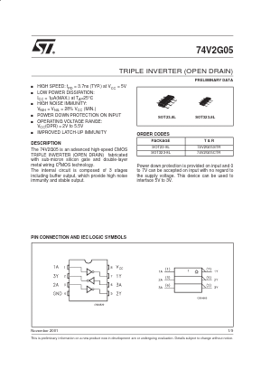 74V2G05 Datasheet PDF STMicroelectronics