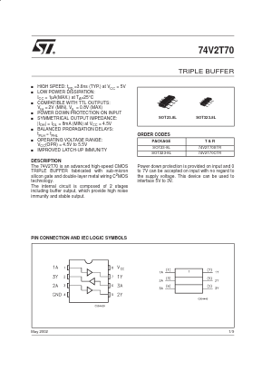 74V2T70 Datasheet PDF STMicroelectronics