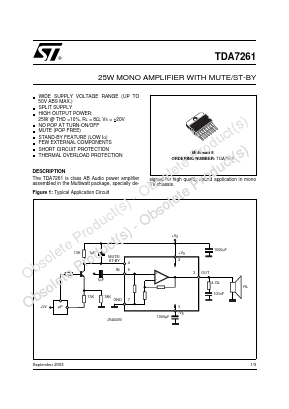 TDA7261 Datasheet PDF STMicroelectronics