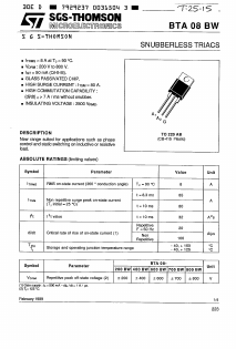 BTA08BW Datasheet PDF STMicroelectronics