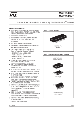 M48T513Y-70PL1 Datasheet PDF STMicroelectronics