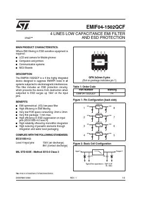 EMIF04-1502QCF Datasheet PDF STMicroelectronics