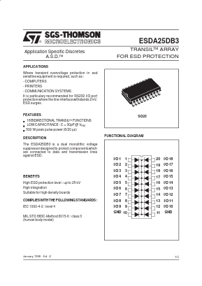 ESDA25DB3RL Datasheet PDF STMicroelectronics