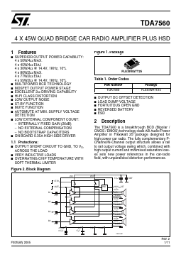 TDA7560 Datasheet PDF STMicroelectronics