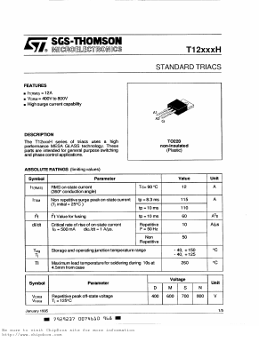 T1212SH Datasheet PDF STMicroelectronics