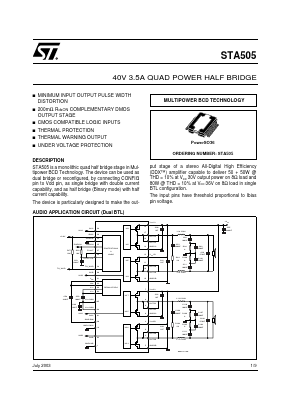 STA505 Datasheet PDF STMicroelectronics