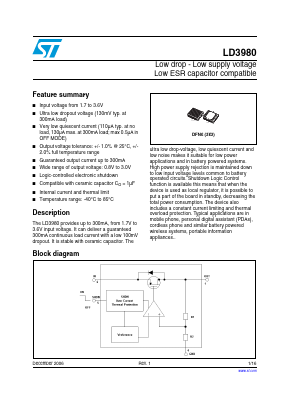 LD3980 Datasheet PDF STMicroelectronics