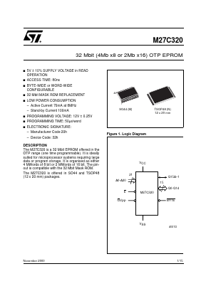 M27C320-80N6 Datasheet PDF STMicroelectronics