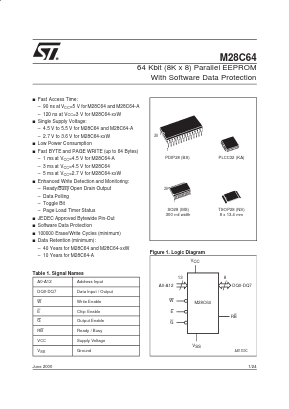 M28C64-25NS3T Datasheet PDF STMicroelectronics