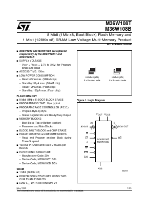 M36W108B120ZM1 Datasheet PDF STMicroelectronics
