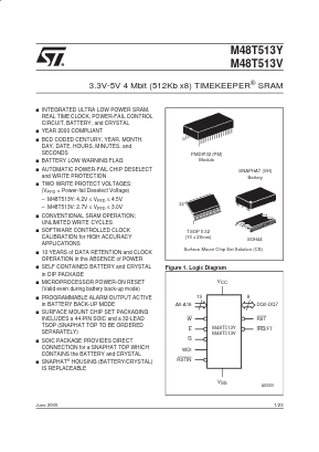 M48T513Y-85PM1 Datasheet PDF STMicroelectronics