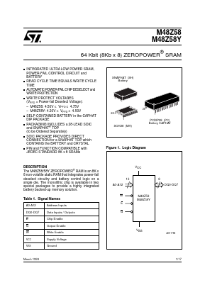 M48Z58-70PC6 Datasheet PDF STMicroelectronics