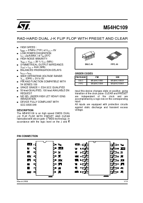 M54HC109D1 Datasheet PDF STMicroelectronics