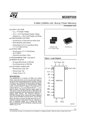 M58BF008B100ZA6T Datasheet PDF STMicroelectronics