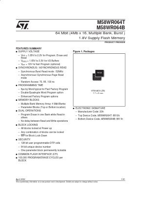 M58WR064T85ZB6T Datasheet PDF STMicroelectronics