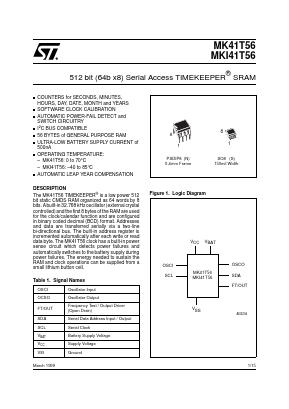 MK41T56N00 Datasheet PDF STMicroelectronics