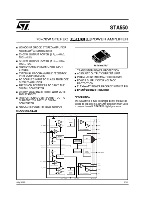 STA550 Datasheet PDF STMicroelectronics