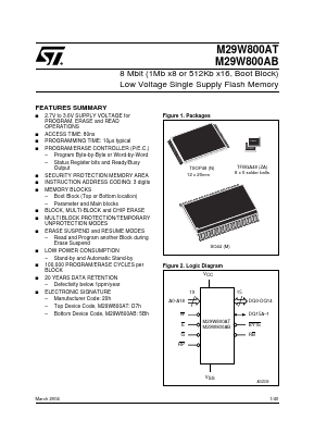 M29W800AT100M5 Datasheet PDF STMicroelectronics