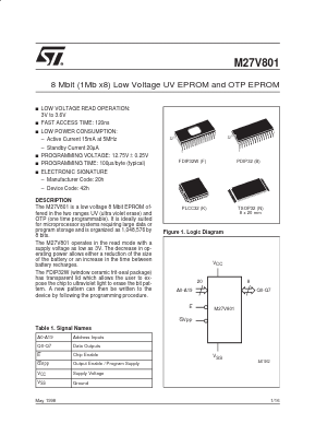 M27V801-120F6TR Datasheet PDF STMicroelectronics