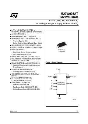 M29W008AB80N5T Datasheet PDF STMicroelectronics