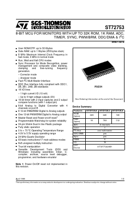 ST72T753L6M1 Datasheet PDF STMicroelectronics