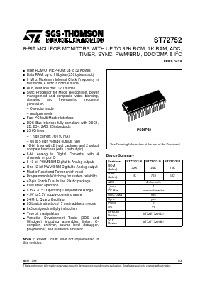 ST72T752J6B1 Datasheet PDF STMicroelectronics