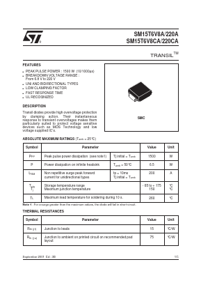 SM15T6V200A Datasheet PDF STMicroelectronics