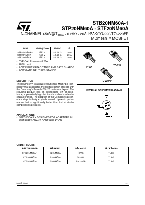 P20NM60A Datasheet PDF STMicroelectronics