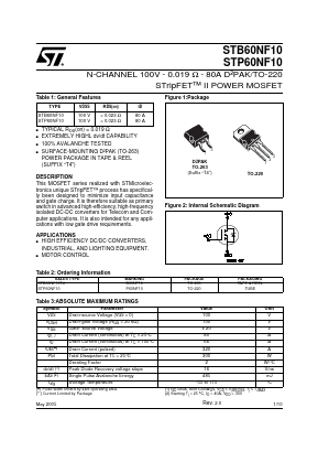 B60NF10 Datasheet PDF STMicroelectronics