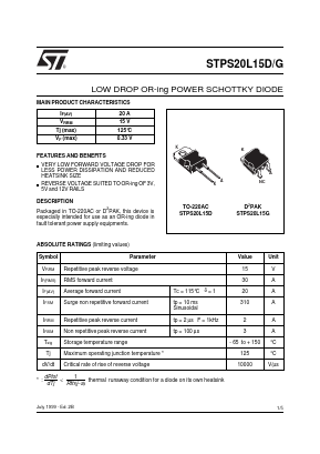 STPS20L15D Datasheet PDF STMicroelectronics