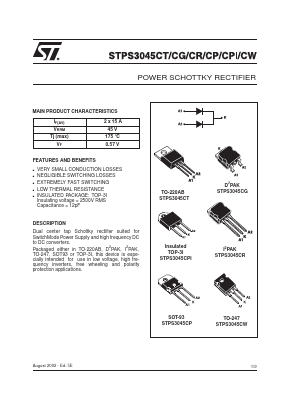 STPS3045CG-TR Datasheet PDF STMicroelectronics