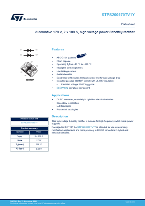 STPS200170TV1Y Datasheet PDF STMicroelectronics