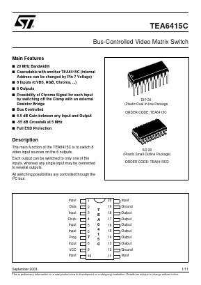 TEA6415C Datasheet PDF STMicroelectronics